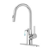 Aktines Kitchen Faucet with Built-in Soap Dispenser and Pull Down Sprayer, High Arc Stainless Steel Faucet for Kitchen, Wet Bar, Laundry, Outdoor, or RV Sinks, Polished Chrome - Retail: $65