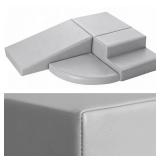 4-Piece PU Leather Baby Foam Climbing Blocks for Toddlers - Soft Play Climbing Toys for Toddlers - Foam Climbing Set for Crawling and Sliding Indoor (Gray) - Retail: $90