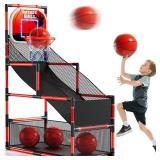 NIPLOOOW Arcade Basketball Game Set for Kids 3-12 Years Old, Kids Basketball Hoop with 4 Balls & Pump, Indoor Outdoor Sports Play Toys, Basketball Games Toys, for Boys Girls Teens - Retail: $48