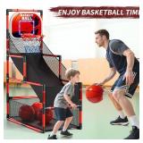 NIPLOOOW Arcade Basketball Game Set for Kids 3-12 Years Old, Kids Basketball Hoop with 4 Balls & Pump, Indoor Outdoor Sports Play Toys, Basketball Games Toys, for Boys Girls Teens - Retail: $48