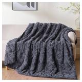 Uttermara Weighted Blanket for Adults Queen Size 20lbs 60x80 inches, Dual Sided Soft Jacquard Sherpa Weighted Blankets, Thick Heavy Blanket for Sleeping and Calming, Dark Grey