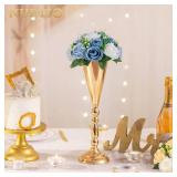 NUPTIO Flower Ball Arrangement Bouquet - 10 Pcs 9.5 inch Diameter Dusty Blue Fake Flowers Roses Balls for Centerpieces Tables - Artificial Rose Arrangements for Wedding Centerpiece Table Decorations -