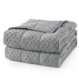 Mr. Sandman Weighted Blanket for Adults Queen Size 15 lbs, Soft Cooling Heavy Minky Blanket for Sleep, Washable Throw Blanket with Glass Beads, 60 x 80 Inches, Grey - Retail: $47