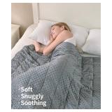 Mr. Sandman Weighted Blanket for Adults Queen Size 15 lbs, Soft Cooling Heavy Minky Blanket for Sleep, Washable Throw Blanket with Glass Beads, 60 x 80 Inches, Grey - Retail: $47