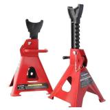 KOERZORE 3 Ton Jack Stands, 1 Pair Heavy Duty Steel Car Jack Stands with Double Locking Pins, Adjustable Height for Cars, SUVs, Sedans and Vehicle Repair Maintenance(Red)