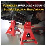 KOERZORE 3 Ton Jack Stands, 1 Pair Heavy Duty Steel Car Jack Stands with Double Locking Pins, Adjustable Height for Cars, SUVs, Sedans and Vehicle Repair Maintenance(Red)