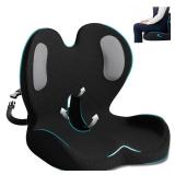 Memory Foam Seat Cushion,Office Chair Cushion with Lumbar Support,L-Shape Ergonomic Cushions with Strap,Non-Slip Sciatica,Hemorrhoids, Tailbone Pain Relief for Office Workers,Driver(Black+Mesh cloth) 