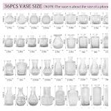 36Pcs Bud Vases Set Small Vintage Glass Bottles Clear Bud Vases in Bulk Multiple Shape Cute Glass Vases for Rustic Wedding Centerpieces Table Decorations and Home Decor(Clear) - Retail: $38