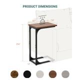 RISWER C-Shaped Side Table for Couch - Small Coffee Stand Sofa Tray Desk with Metal Frame and Waterproof Scratch Resistant, Modern End Accent for Living Room, Bedroom, Set of 2, Rustic Walnut - Retail
