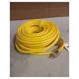 POWGRN 100 ft 12/3 Outdoor Extension Cord Waterproof Heavy Duty with Lighted Indicator End 12 Gauge 3 Prong, Flexible Cold-Resistant Long Power Cord Outside, 15Amp 1875W SJTW Yellow ETL Listed