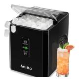 Aeitto Ice Makers Countertop, 9 Ice Cubes Release in 6 Mins, 26Lbs/24H, 2 Sizes of Bullet Ice Machine,Self-Cleaning Portable Ice Maker with Ice Scoop and Basket for Home Kitchen Office Bar RV, Black
