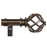 KAMANINA Bronze Curtain Rods for Windows 48 to 84 Inch, Adjustable Single Curtain Rod 32 to 86 Inch(2.6-7.1ft), 3/4 Inch Splicing Drapery Rods with Twisted Cage Finial - Retail: $26