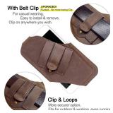 TobbinGear Leather Cell Phone Holster with Belt Clip, Leather Belt Pouch, Universal Phone Case on Belt for Men, Phone Holder for Smartphone, Right Handed, Dark Brown, Medium - Retail: $16