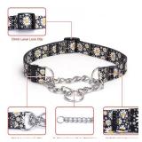 Bbmmayy Martingale Collar, Training Dog Collar, Stainless Steel Chain Pet Collar for No Pull Dog Walking Flowers Design Large Medium Small Dogs (L, Daisy) - Retail: $10