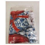 Horaldaily Valentine Tablecloth 52x70 Inch Rectangular, Romantic Blue and White Porcelain Pattern Red Heart Bows FloralWashable Festive Table Cover for Party Picnic Dinner Decor