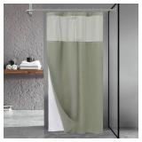N&Y HOME Stall Waffle Weave Shower Curtain with Snap-in Fabric Liner & Hooks Set - 36" x 72" Small Shower Stall Size, Hotel Style & Mesh Top Window, Machine Washable - 36x72, Sage Green - Retail: $22