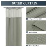 N&Y HOME Stall Waffle Weave Shower Curtain with Snap-in Fabric Liner & Hooks Set - 36" x 72" Small Shower Stall Size, Hotel Style & Mesh Top Window, Machine Washable - 36x72, Sage Green - Retail: $22