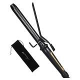 Lanvier 1 Inch Extra Long Hair Curling Iron with Ceramic Tourmaline Barrel, Professional Hair Curler up to 450°F with Dual Voltage for Worldwild Use, Hair Waving Style Tool for Girls&Women Black - Re