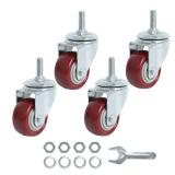Finnhomy Swivel Caster Wheels 2 Inch Heavy Duty Threaded Stem Casters 5/16"- 18 x 1 Set of 4 Premium Polyurethane Wheels PU Load Bearing 800 Lbs Anti-wear Smooth Casters, Red - Retail: $19