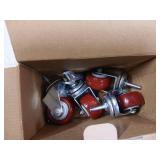Finnhomy Swivel Caster Wheels 2 Inch Heavy Duty Threaded Stem Casters 5/16"- 18 x 1 Set of 4 Premium Polyurethane Wheels PU Load Bearing 800 Lbs Anti-wear Smooth Casters, Red - Retail: $19