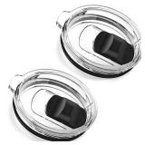 2 Pack 14 oz Magnetic Slider Replacement Lid Compatible with Ember First and Second Generation Mugs,Splash-Proof, Black/Clear - Retail: $10
