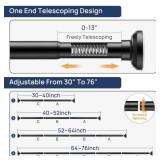 ENJOYBASICS Matte Black Shower Curtain Rod 30 to 76 Inches, 1 Inch Stainless Steel Adjustable Spring Tension Rods No Drill for Bathroom, Closet, Window, Room Divider, Never Rust, Non Slip - Retail: $1