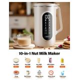 KIDISLE 10-in-1 Nut Milk Maker Machine, 35oz Plant-Based Milk & Soup Machine with 12H Delay Start, Self-Clean, Keep Warm Soy, Oat, Almond & More, Cream - Retail: $66