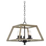 Kira Home Dempsey 16 Modern Farmhouse 5-Light Pendant Light Open Shade Design Black Accents + Smoked Birch Finish - Retail: $147 Kira Home Dempsey 16 Modern Farmhouse 5-Light Pendant Light Open Shade Design Black Accents + Smoked Birch Finish - Retail: $147