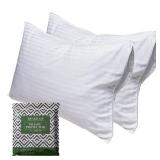 Beckham Hotel Collection Queen Size White Pillow Protector with Zipper Set of 2, Soft and Breathable Cotton Pillow Protector Covers - Retail: $20