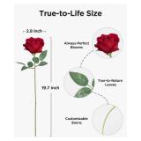 InnoGear 100 Pcs Red Roses Artificial Flowers, Fake Velvet Silk Rose Bulk Faux Flower for Decoration DIY Wedding Centerpieces Proposal Bridal Bouquets Shower Party Home Floral Decor (100, Red) - Retai