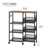SWTYMIKI Kitchen Island Cart on Wheels - 4 Tier Rolling Kitchen Table Cart with Storage Shelves, 6 Removable Hooks& Locking Casters, Coffee Bar Cabinet for Dining Room Pantry Office, Espresso - Retail
