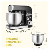 Kitchen in the box Stand Mixer,3.2Qt Small Electric Food Mixer,6 Speeds Portable Lightweight Kitchen Mixer for Daily Use with Egg Whisk,Dough Hook,Flat Beater (Black) - Retail: $80