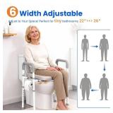 Raised Toilet Seat with Handles - Width & Height Adjustable Toilet Seat Risers for Seniors, Heavy Duty Handicap Toilet Riser, Fit Any Toilet, Up to 400lbs - Retail: $70