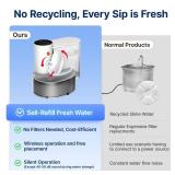 Potaroma Smart Wireless Pet Water Fountain, No Filter, 3.5L Large Capacity, Rechargeable Automatic Water Dispenser for Cats and Small Dogs, Wastewater Separation Always Fresh Water - Retail: $30