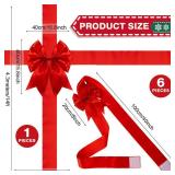 Ganeen 7 Pieces Christmas Cabinet Door Ribbon Bow Large Christmas Door Bow Christmas Cabinet Festive Ribbons Cabinet Bows Christmas Tree Bow Christmas Wreath Bow (Red) - Retail: $30