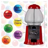Gumball Machine for Kids 9" - Heavy Duty Metal with Glass - Christmas Antique Style Bubble Gum Machine - Kids Coin Operated Toy Bank for USA Coins - Candy Dispenser - Playo