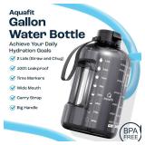 AQUAFIT 1 Gallon Water Bottle with Time Marker - Straw & Chug Lid - BPA Free Gym Water Bottle with Straw - Big Gallon Jug (Frosty, 128 oz - 2 Lids) - Retail: $40