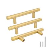 Goldenwarm 35 Pack 3 inch Gold Cabinet Handles Brushed Gold Cabinet Pulls Stainless Steel Drawer Pulls, Durable Kitchen Cabinet Handles - Bathroom Bedroom Dresser Handles Easy DIY Upgrade - Retail: $5