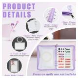 KEIFIN Press On Nail Storage Organizer Binder with 8 Insert Pages - A5 Size Reusable Fake Nail Swatch Collecting Book Polish Color Display Holder Container with Tape and Zipper Pocket (PURPLE) - Retai