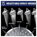 HOPOPRO 5-Mode High Pressure Shower Head - The Washington Post, NBC News, Today TV Show Recommended - High Flow Fixed Showerheads (4 Inch Chrome) - Retail: $20