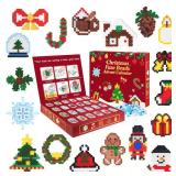 Rocollos Fuse Beads Pegboards Kit - Advent Calendar with 24 Element Designs & Ironing Paper for Kids, Girls, Family Craft Activities - Retail: $26