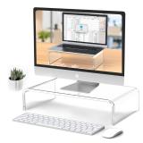 Beimu Acrylic Monitor & Laptop Stand Riser - Clear Computer & Laptop Stand for Desk - Compatible with iMac, MacBook & All Notebooks - White Aesthetic Decoration for Office & Home - Retail: $22