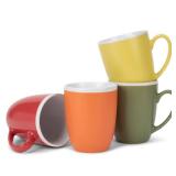 Elanze Designs Solid Color Warm Red Orange Yellow 16 ounce Matte Ceramic Mugs Assorted Set of 3 - Retail: $24