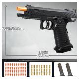 2011 Model Shell Ejecting Toy Gun with Soft Bullet Realistic Toy Pistol Foam Blaster for Boys Kids Adults, Educational Fidget Play Gun Model for Halloween Christmas Birthday Gifts (Black+Black) - Reta