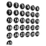 1-31 Magnetic Numbers Colored Glass Calendar Magnets for Whiteboard Dry Erase Board Fridge Schedule Refrigerator(Black,1.38",Digital) - Retail: $18
