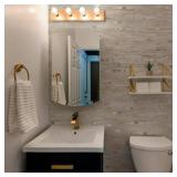 StyloVue 8 Sheets Kitchen Peel and Stick Backsplash Tiles, Beige with Metal Gold Look Stick on Backsplash for Kitchen, RV, Fireplace - Retail: $50