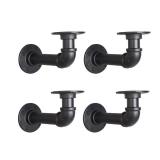 YCCO Industrial L Pipe Shelf Brackets for 7-14 in Depth Wood,Heavy-Duty 3/4" Iron,Wall Mount Floating Shelf Bracket L Metal Pipe Shelving Brackets for Wood-Black DIY Pipe Shelves(6.7*3.1 Inch 4 Pack) 