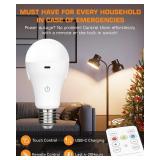 BoRccdit CordlessGlow 15W A19 Rechargeable Light Bulbs with Remote, 3 Color Temperatures + Dimmable Battery Operated Light Bulb, up to 24 Hours,6pk - Retail: $43