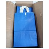 100 Pack 5.25x3.25x8.25 Inch Small Royal Blue Kraft Paper Bags with Handles Bulk, Toovip Gift Wrap Bags for Favor Grocery Retail Party Birthday Shopping Business Goody Craft Merchandise Take Out Sacks