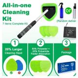 XINDELL Windshield Cleaner Tool Car Interior Window Cleaning Kit with Extendable Handle & 4 Microfiber Pads, Auto Wiper Inside Windshield Brush for Car & Home Windows - Retail: $15